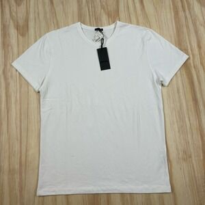 Patrick Assaraf NEW White Pima Cotton Men's T-Shirt L Short Sleeve Flaw